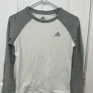 Adidas Boys Long Sleeve Gray and White Tee